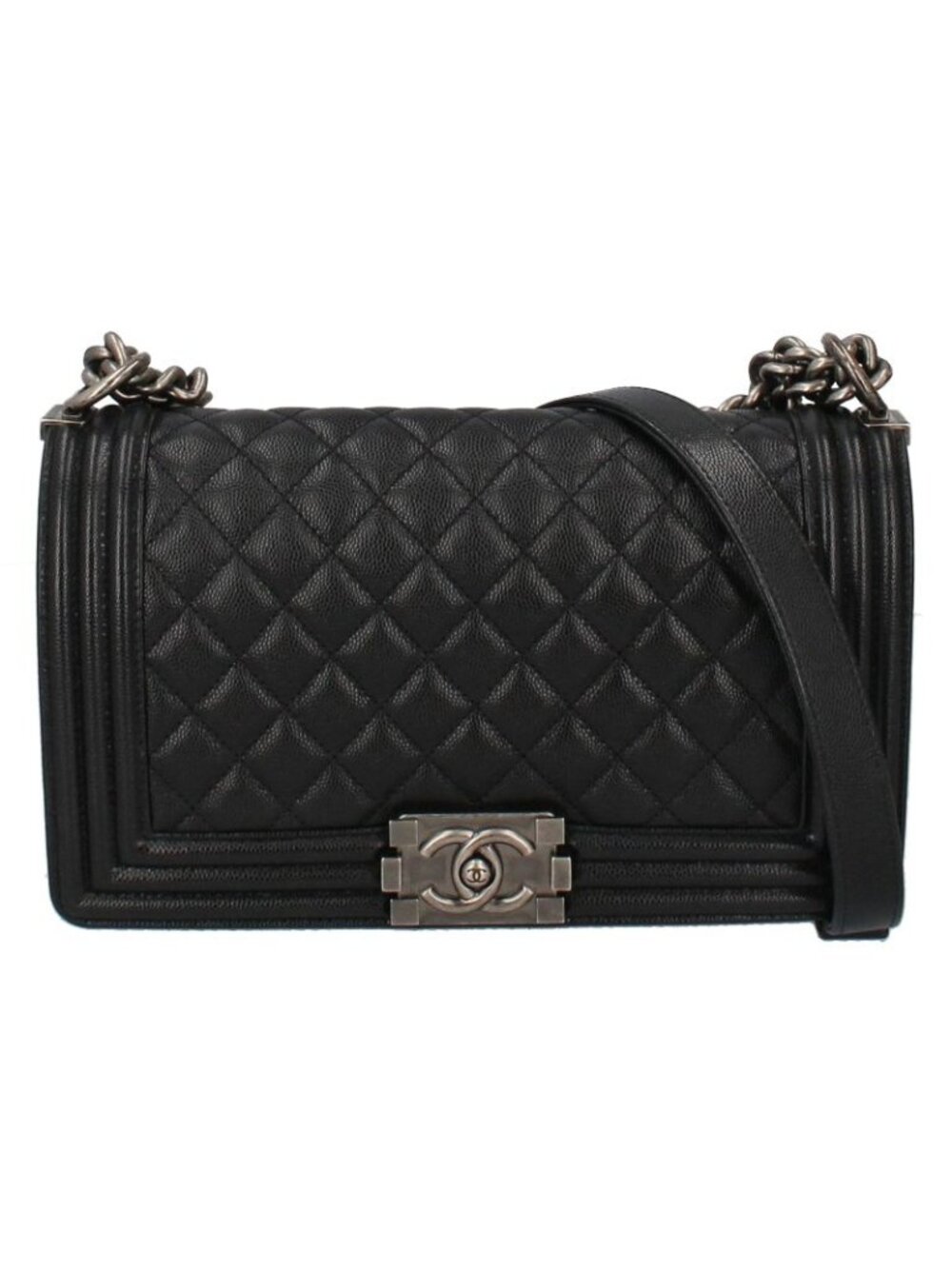 Chanel Chain Shoulder Bag Caviar Leather Black